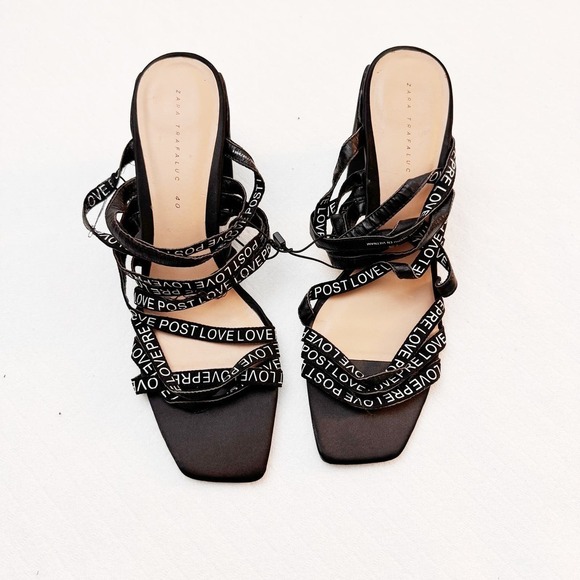 ZARA Love Strappy Block Heel Ope Toe Sandal Size 40 NWT - Picture 5 of 8